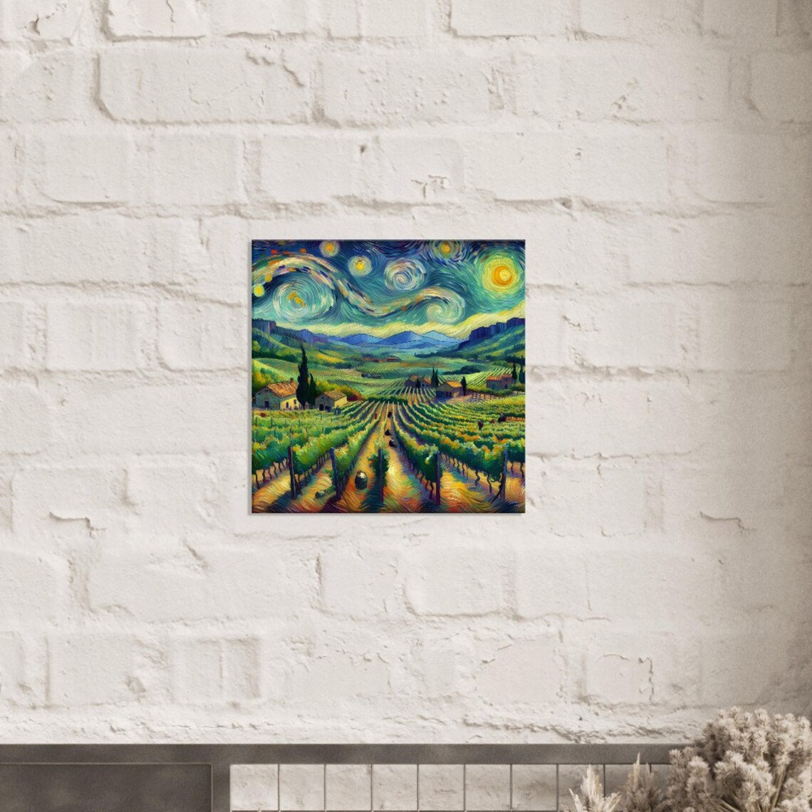 Tuscan Vineyard Serenade Rolling Hills Under a Starry Night Poster - Image 2