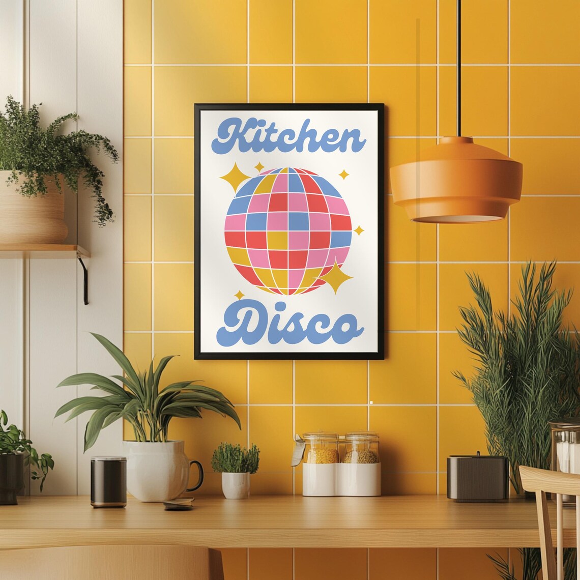 Kitchen Disco Retro Poster, Gift for Music Lover