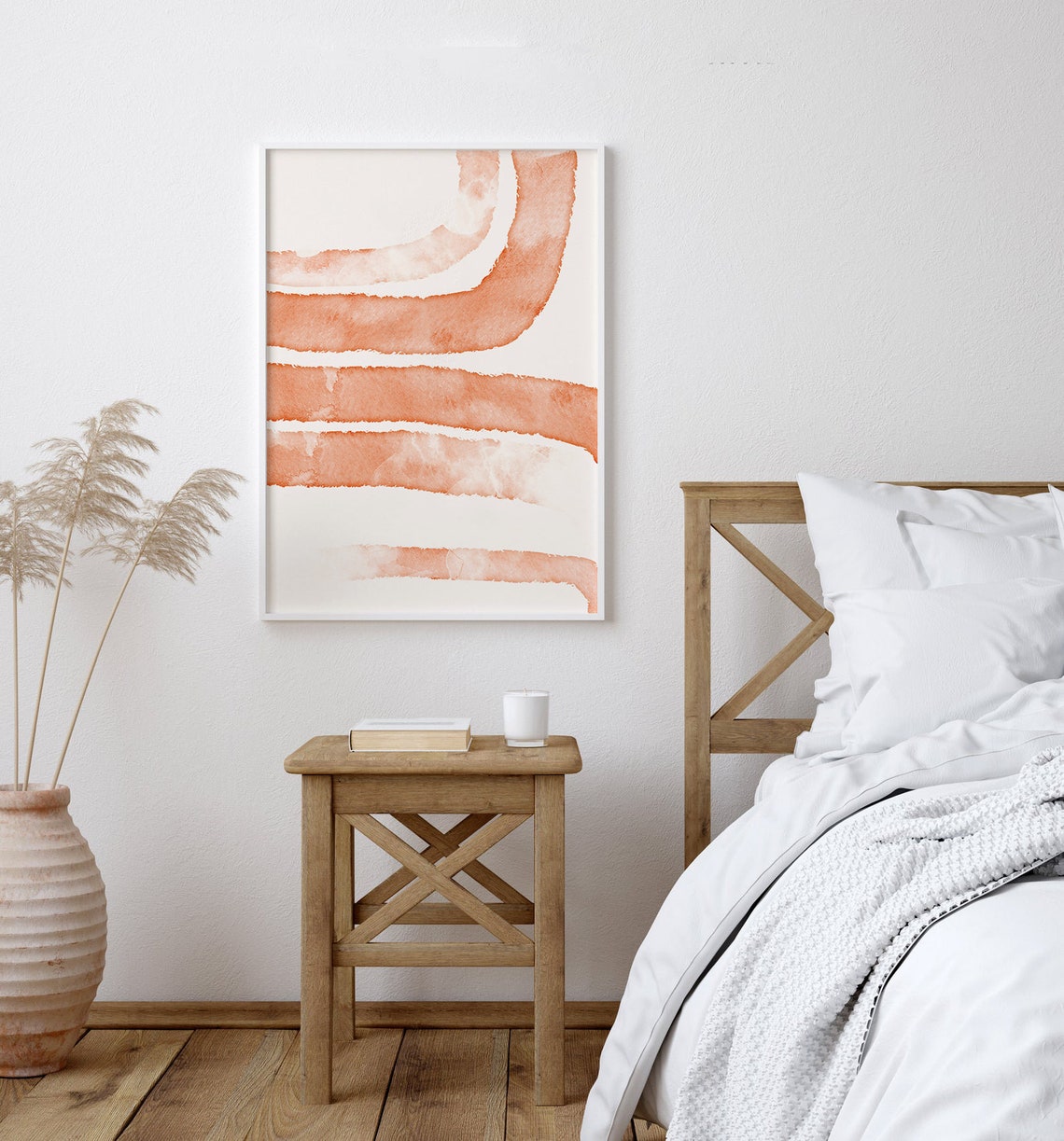 Terracotta Watercolor Rainbow Arches Abstract Minimalist Art Poster