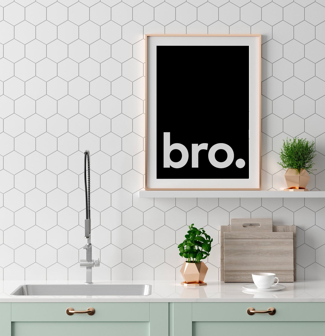 Bold Bro Typography Minimalist Black White Statement Art Poster - Image 2