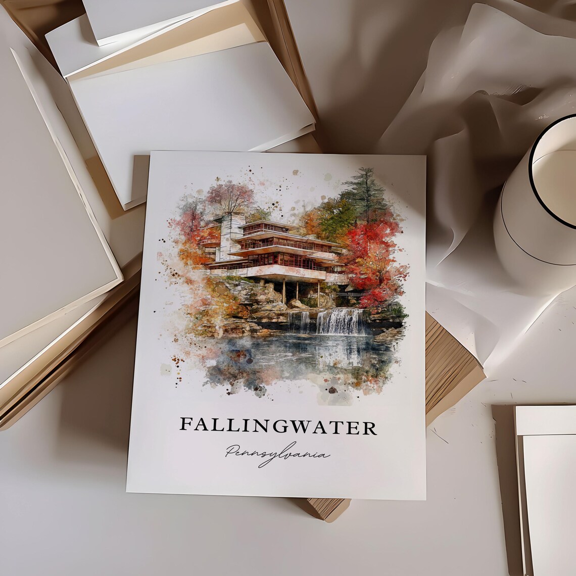 Fallingwater, PA Travel Poster, House at Mill Run - Image 3