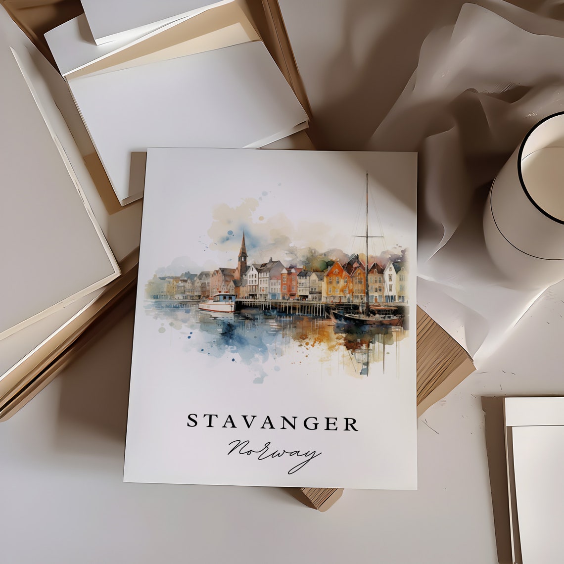Stavanger Norway Travel Poster, Custom Text - Image 6