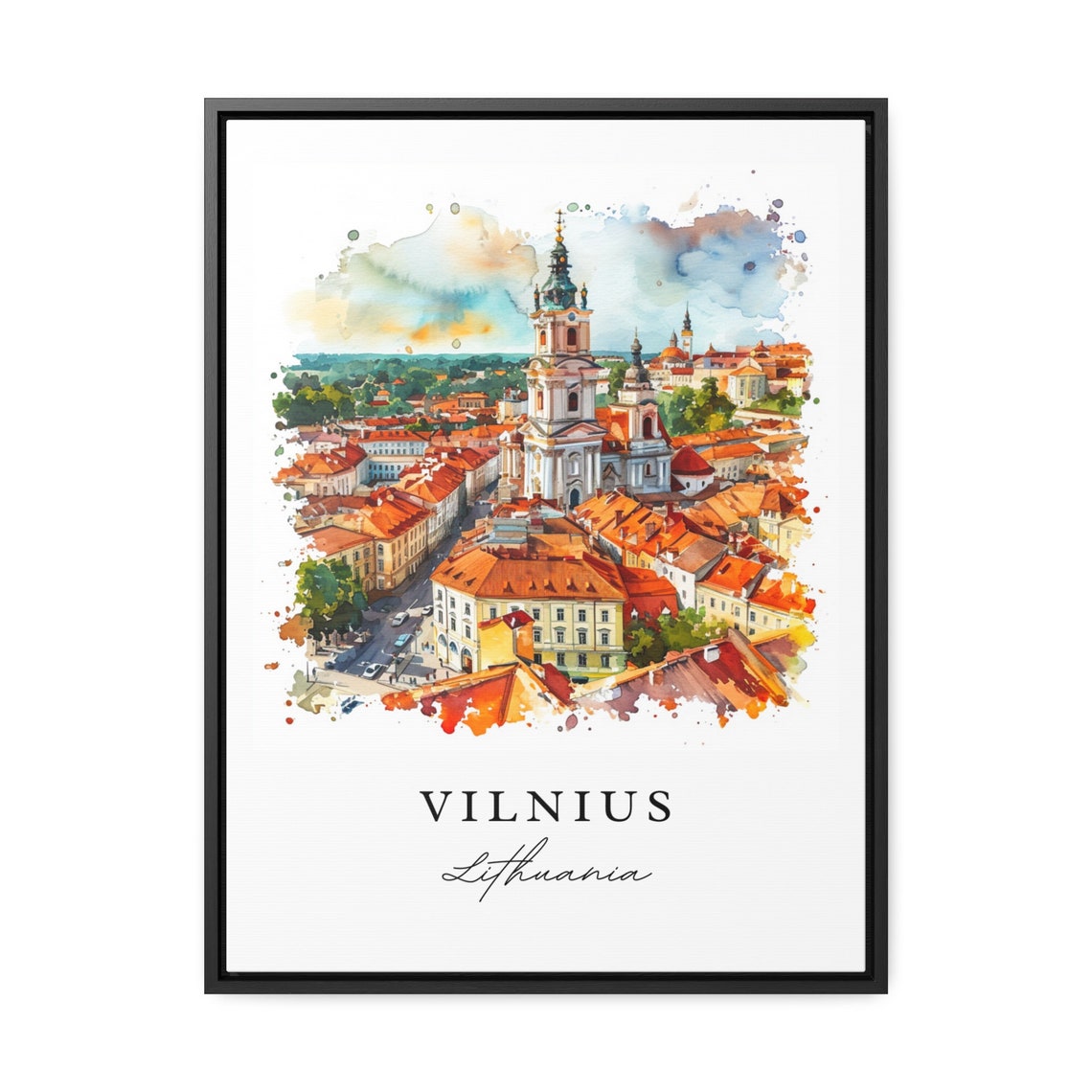 Vilnius Watercolor Travel Art Print, Lithuania - Image 2
