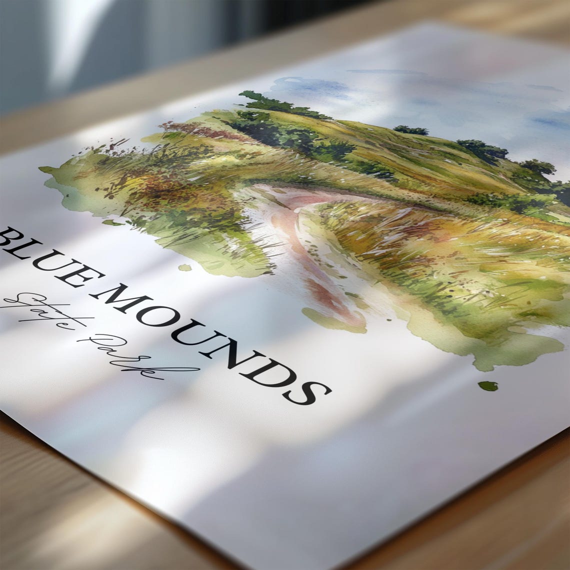 Blue Mounds State Park Prairie Trail Rolling Hills Watercolor Poster - Image 6