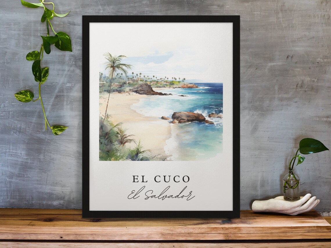 El Cuco El Salvador Tropical Beach Paradise Watercolor Poster