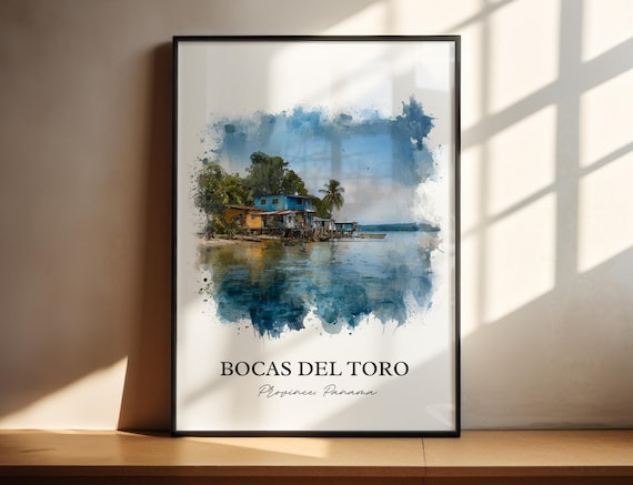 Bocas Del Toro Wall Art Print Panama Watercolor Gift Travel Poster Housewarming