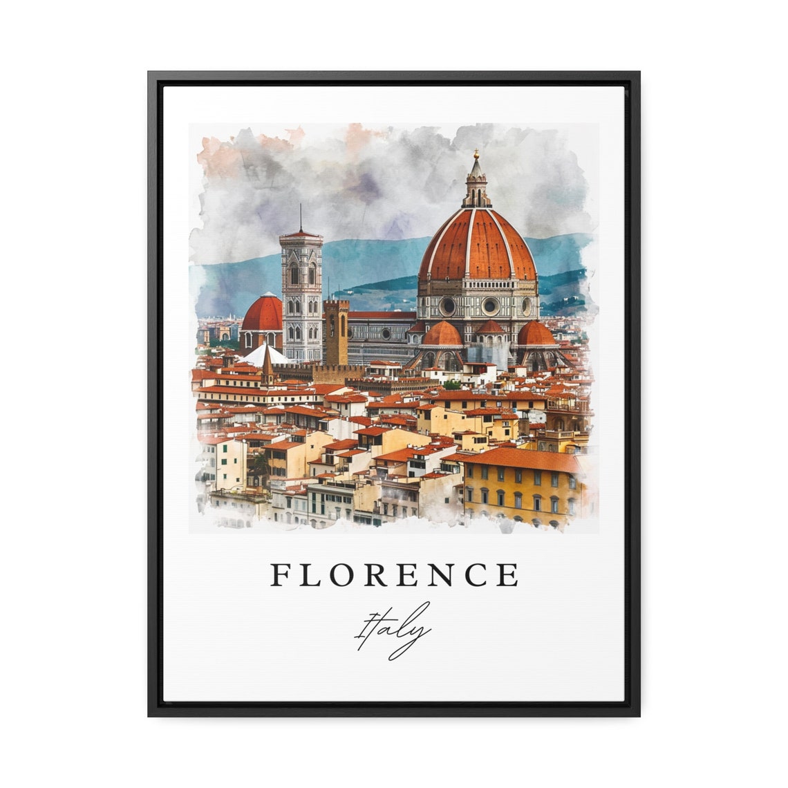 Florence Italy Duomo Cathedral Skyline Watercolor Travel Poster - Image 3