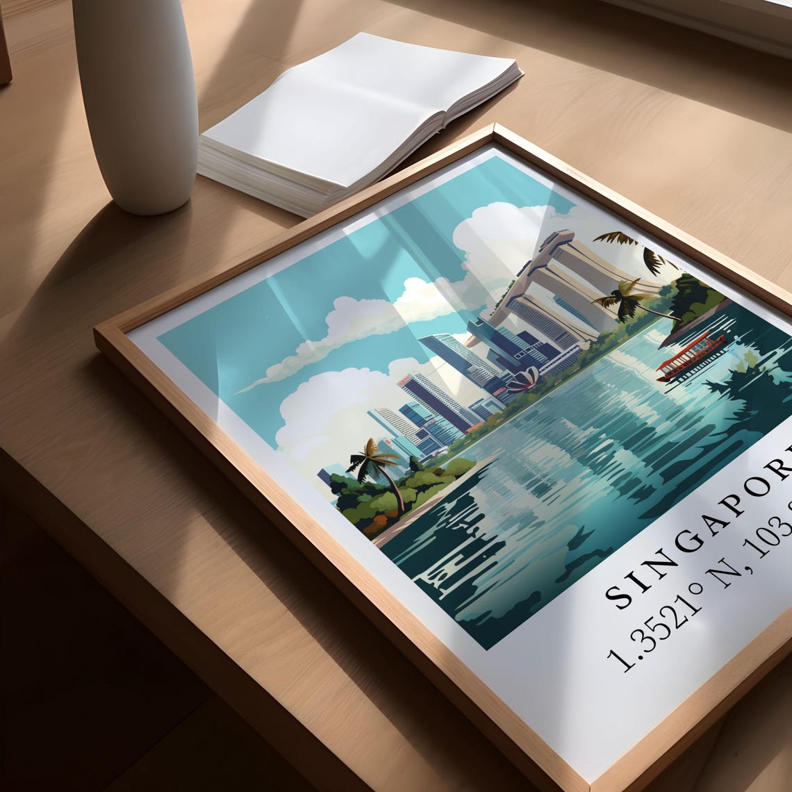 Singapore Skyline Custom Text Travel Poster - Image 5
