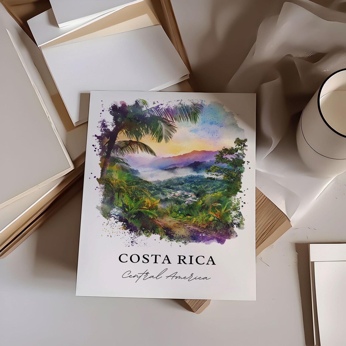 Costa Rica Watercolor Travel Poster, Central America - Image 3