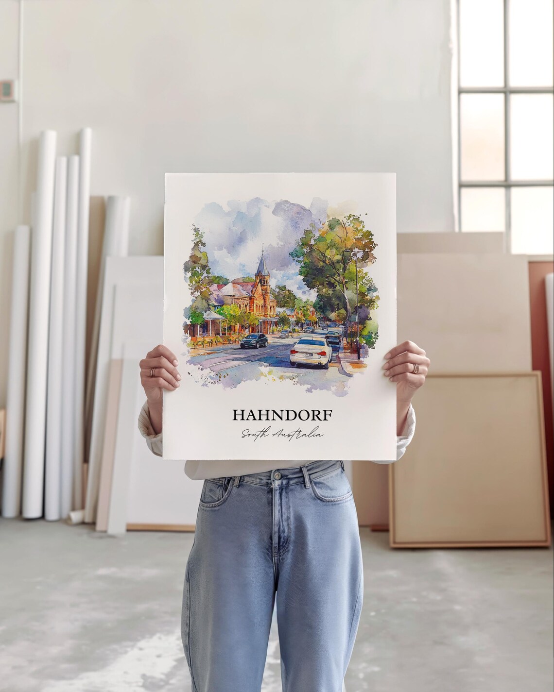 Hahndorf South Australia Village Street Watercolor Art Print - Image 2