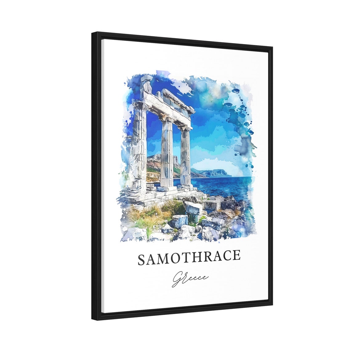 Samothrace Greece Ancient Temple Columns Watercolor Sea Poster - Image 2