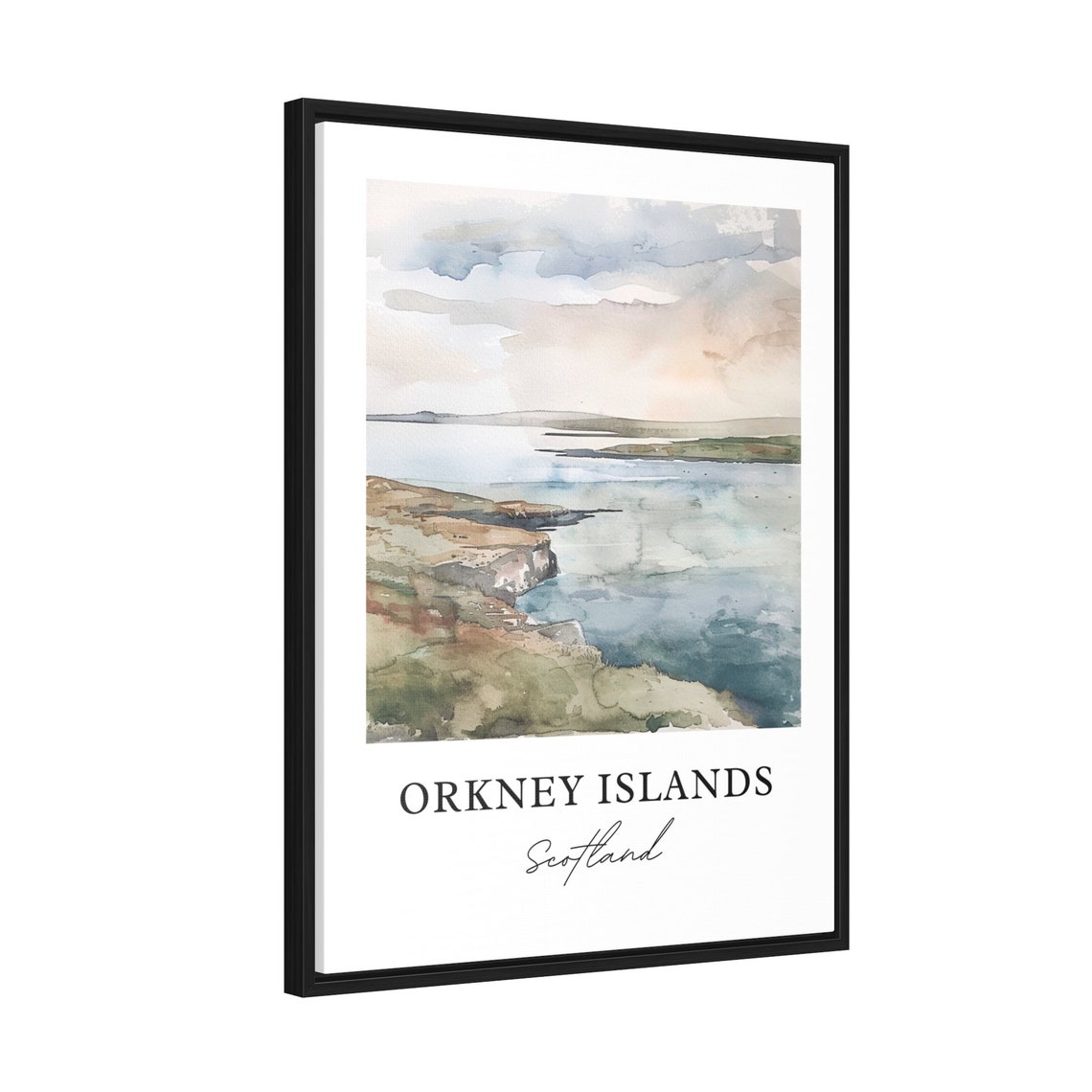 Orkney Islands Scotland Watercolor Coastal Cliff Seascape Poster - Image 2
