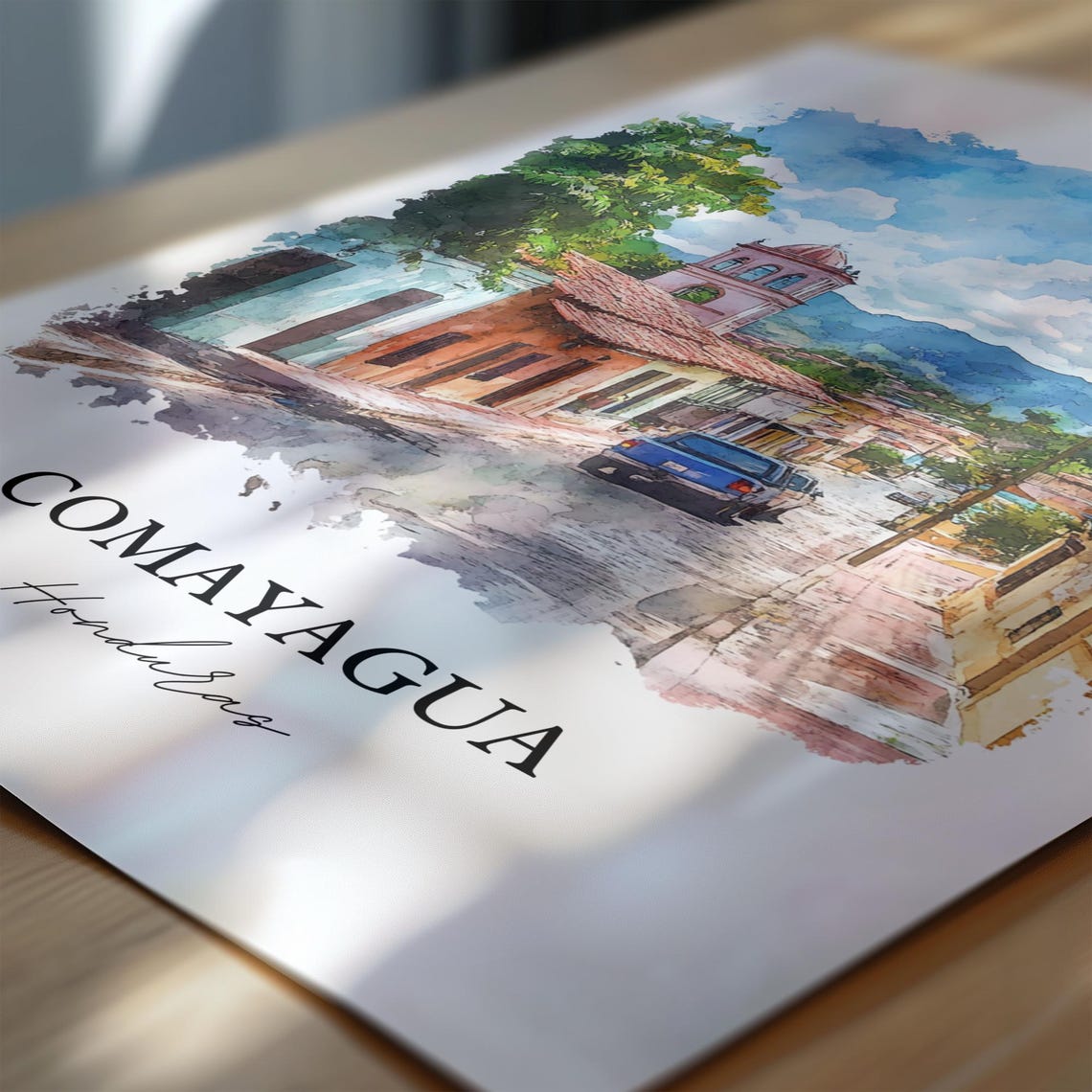 Comayagua Wall Art Honduras Print Watercolor Gift Travel Poster Housewarming - Image 6