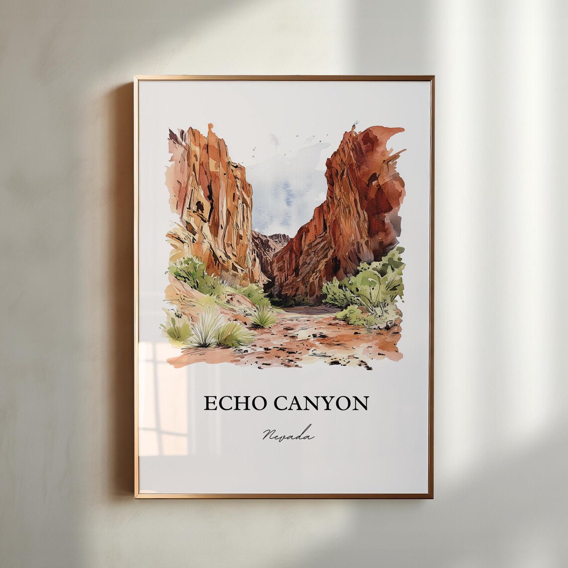 Echo Canyon Nevada Red Rock Canyon Watercolor Desert Travel Poster
