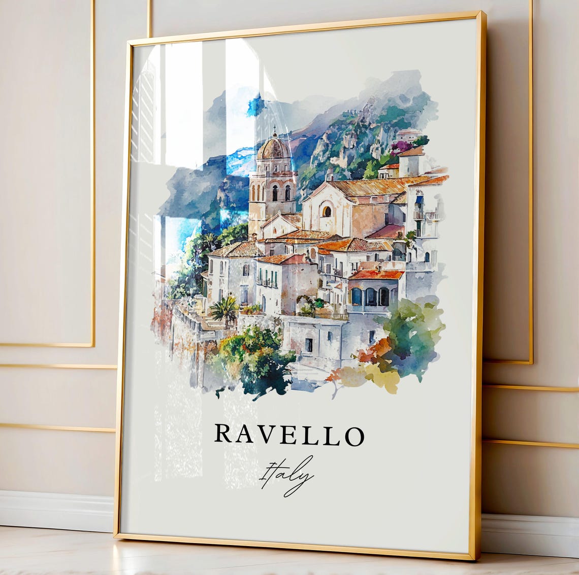 Ravello Italy Watercolor Travel Poster, Amalfi Coast - Image 4