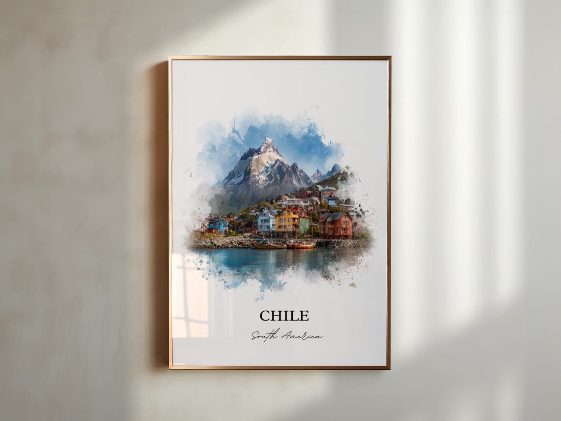 Chile Wall Art Print Watercolor Country Gift Travel Poster Housewarming - Image 5
