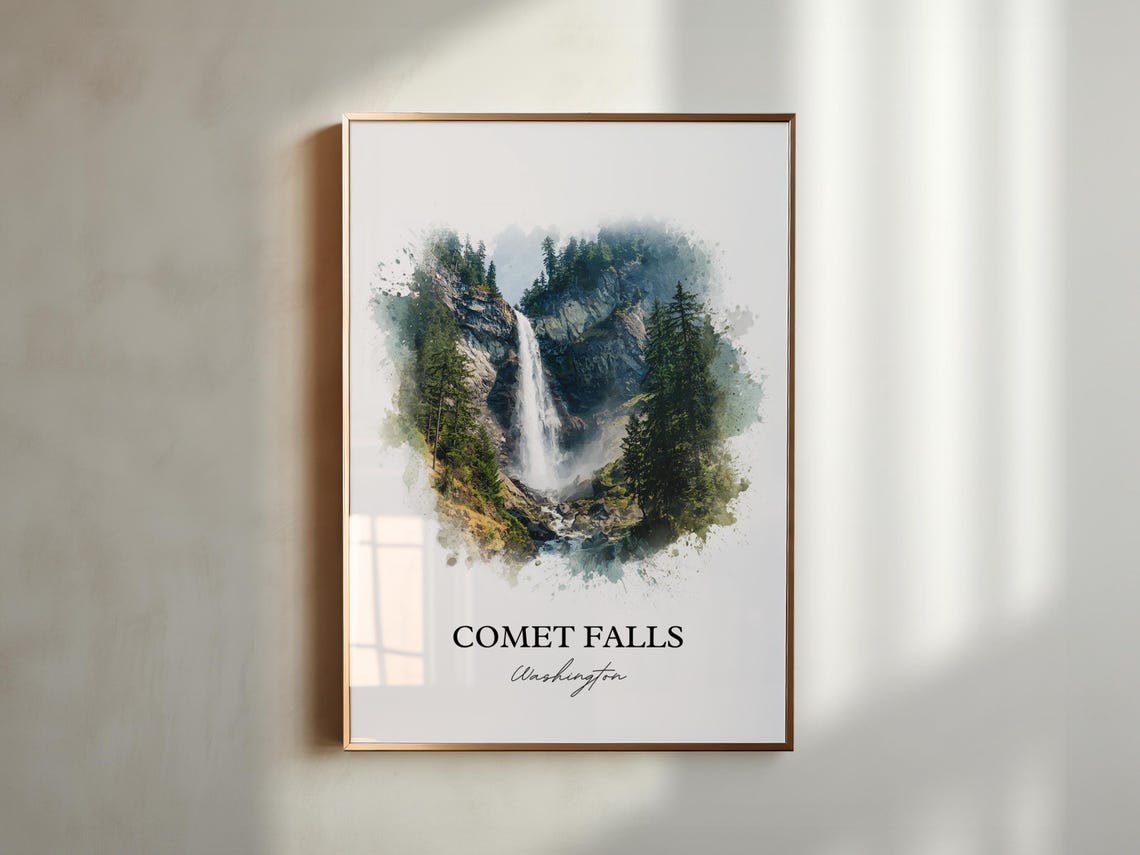 Comet Falls Washington Evergreen Mountain Waterfall Nature Poster - Image 3