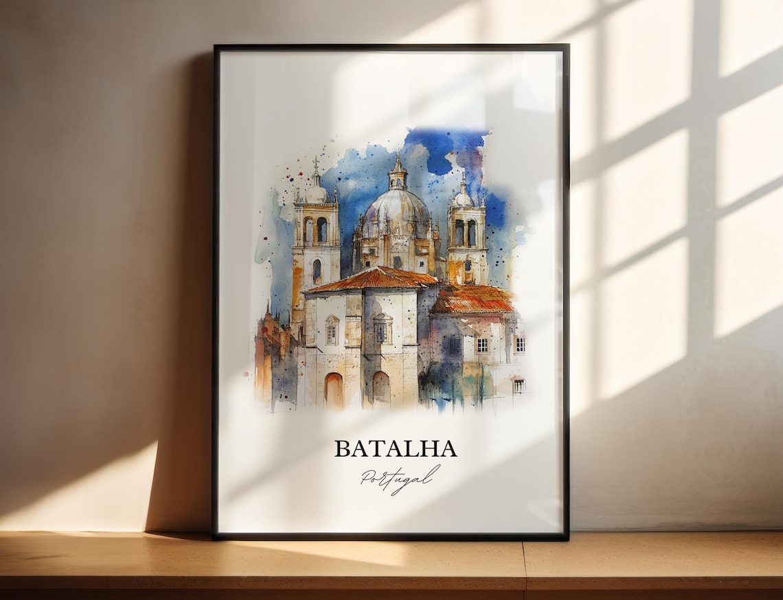 Batalha Portugal Watercolor Monastery Church Dome Architecture Poster