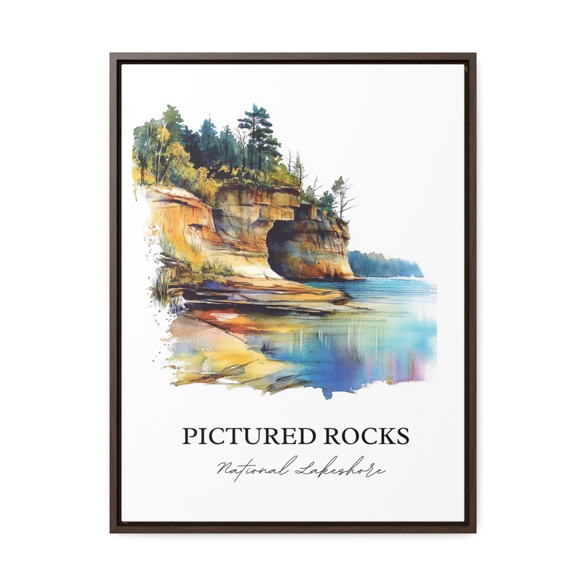 Pictured Rocks Michigan National Lakeshore Sandstone Watercolor Poster - Image 2