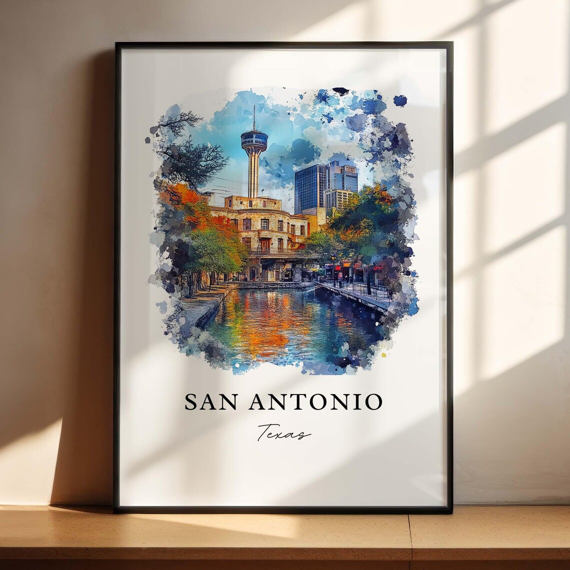 San Antonio, Texas Watercolor Travel Poster Art Print - Image 2