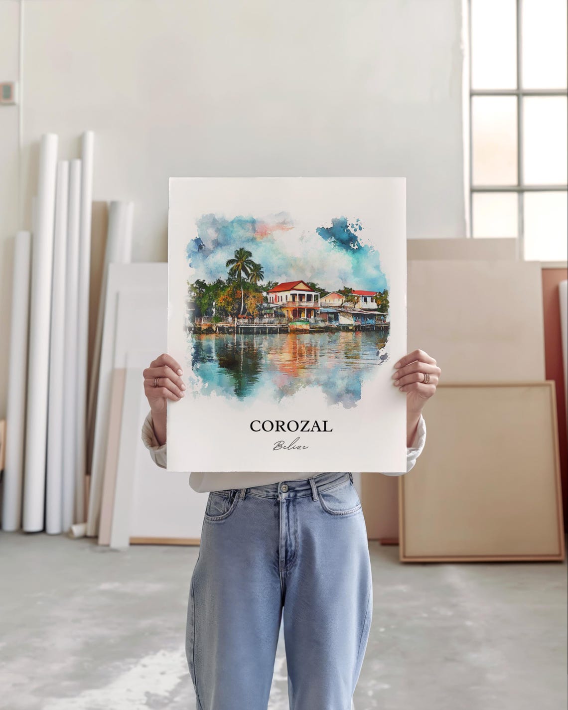 Corozal Wall Art Belize Print Watercolor Gift Travel Poster Housewarming - Image 5