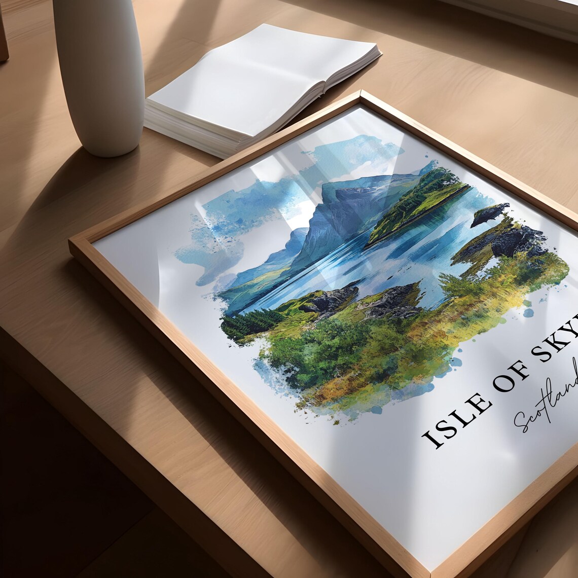Isle of Skye Mountain Loch Watercolor Scotland Travel Poster - Image 5