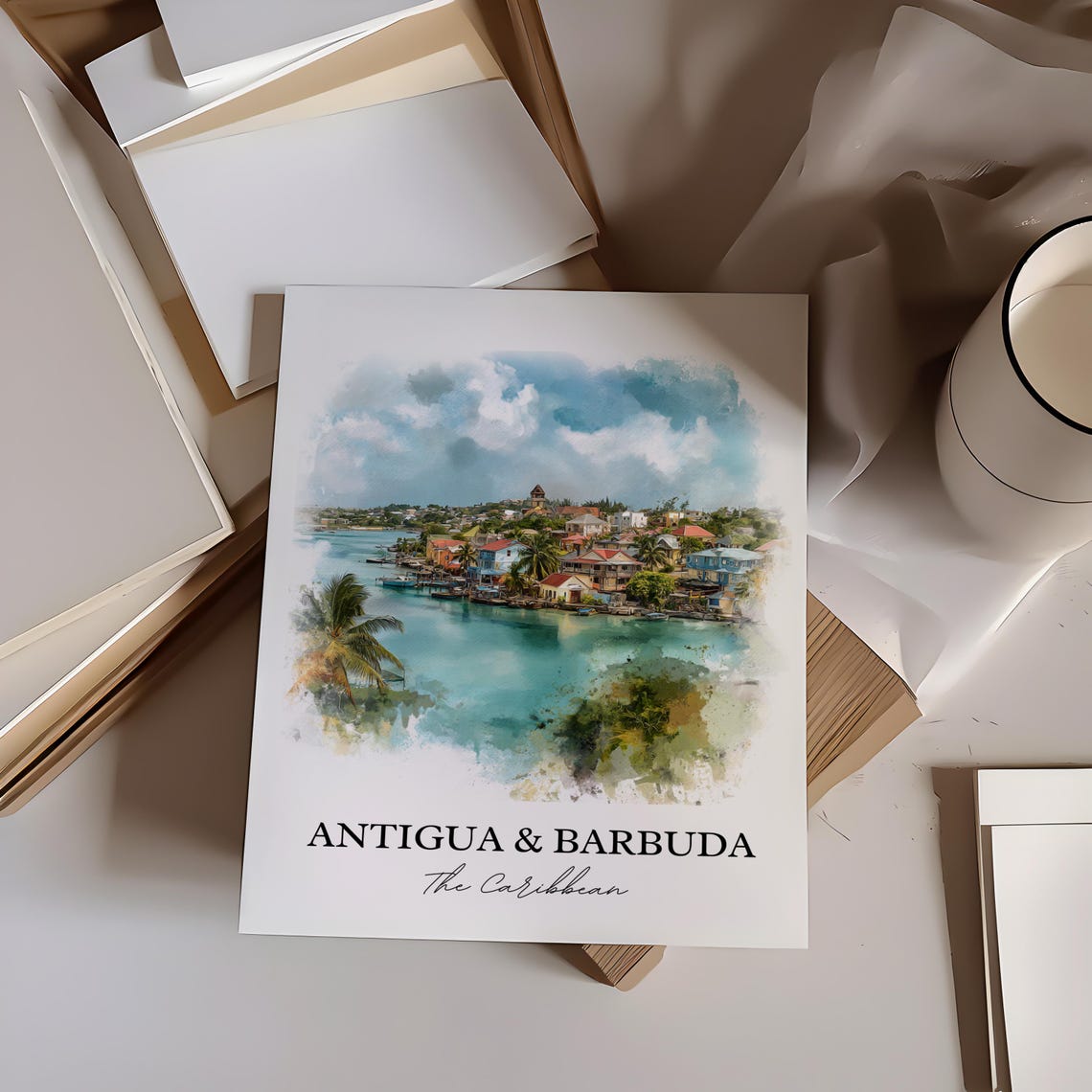 Antigua Barbuda Wall Art Caribbean Print Artwork Gift Travel Poster Housewarming - Image 2