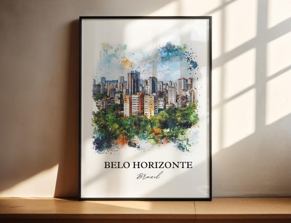 Belo Horizonte Wall Art Minas Gerais Print Brazil Watercolor Gift Travel Poster Housewarming