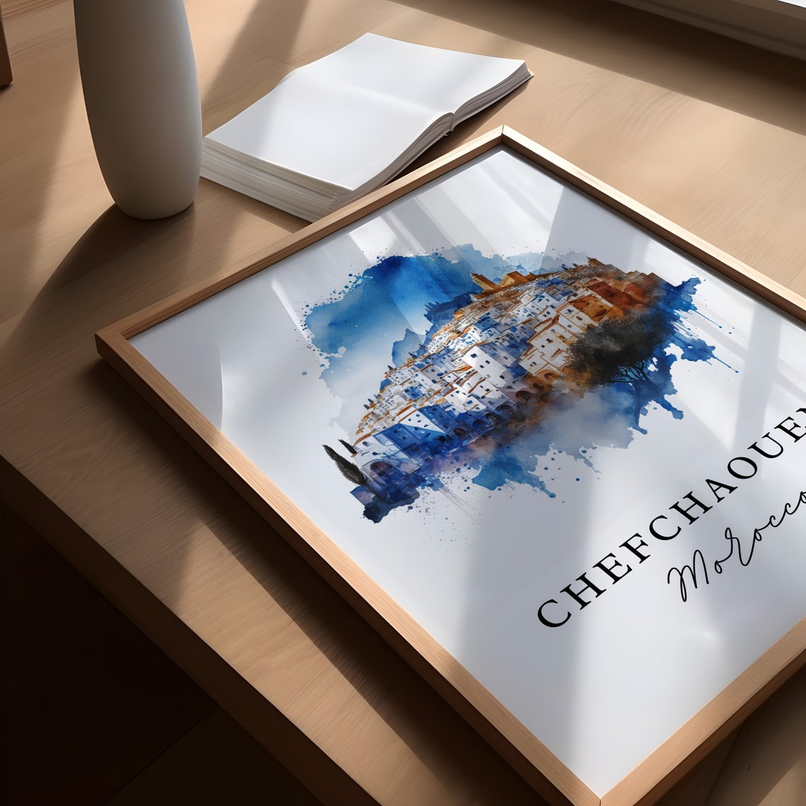Chefchaouen Morocco Wall Art Poster Wedding Gift Birthday Present Custom Text Personalized - Image 3