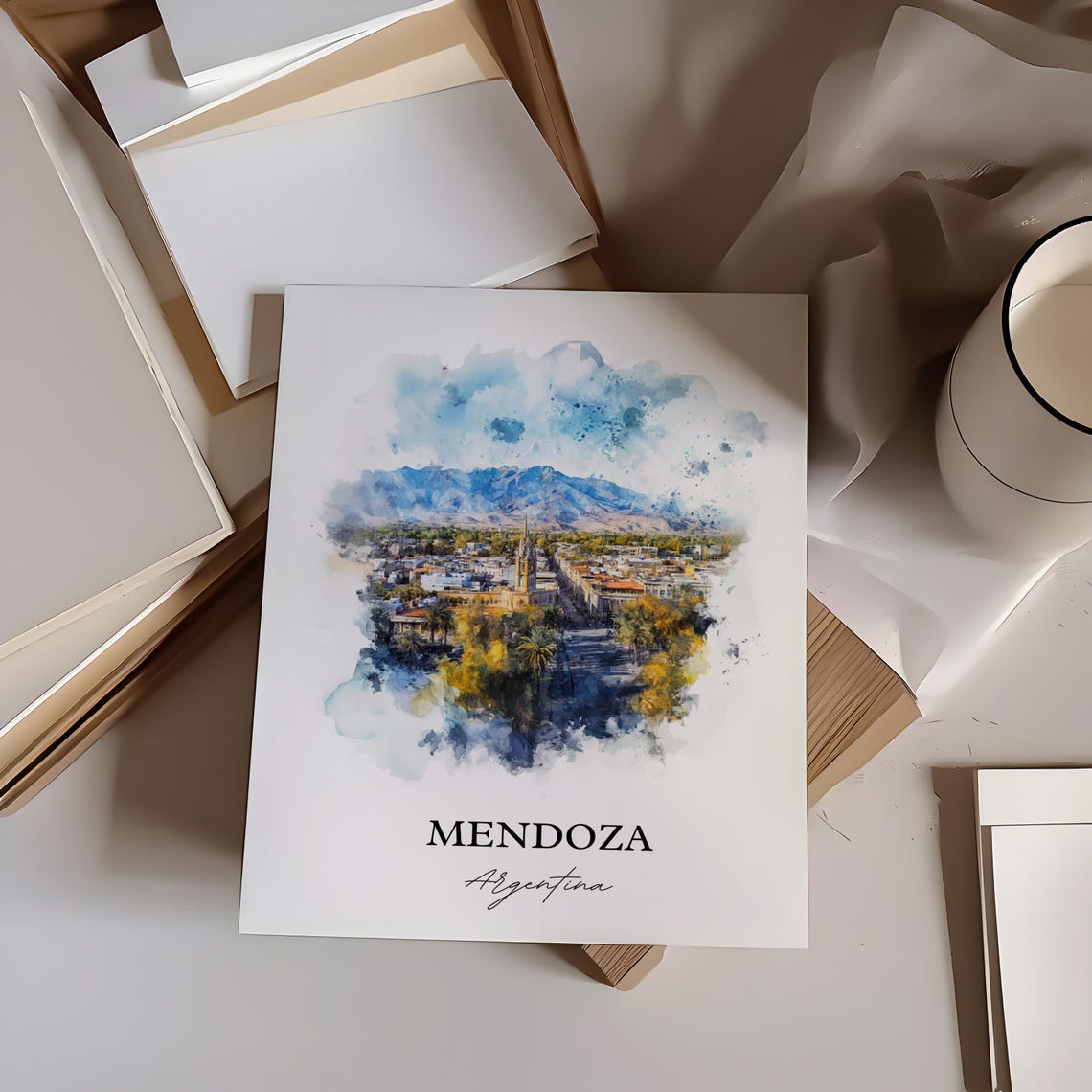Mendoza Argentina Wall Art Print Watercolor Gift Travel Poster Housewarming - Image 3