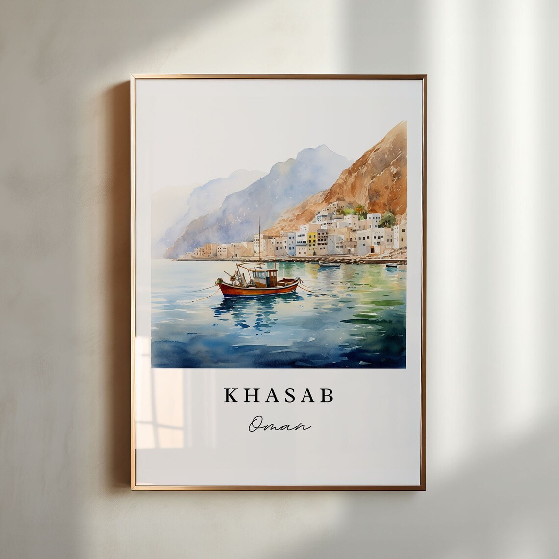 Khasab Oman Travel Poster, Custom Text