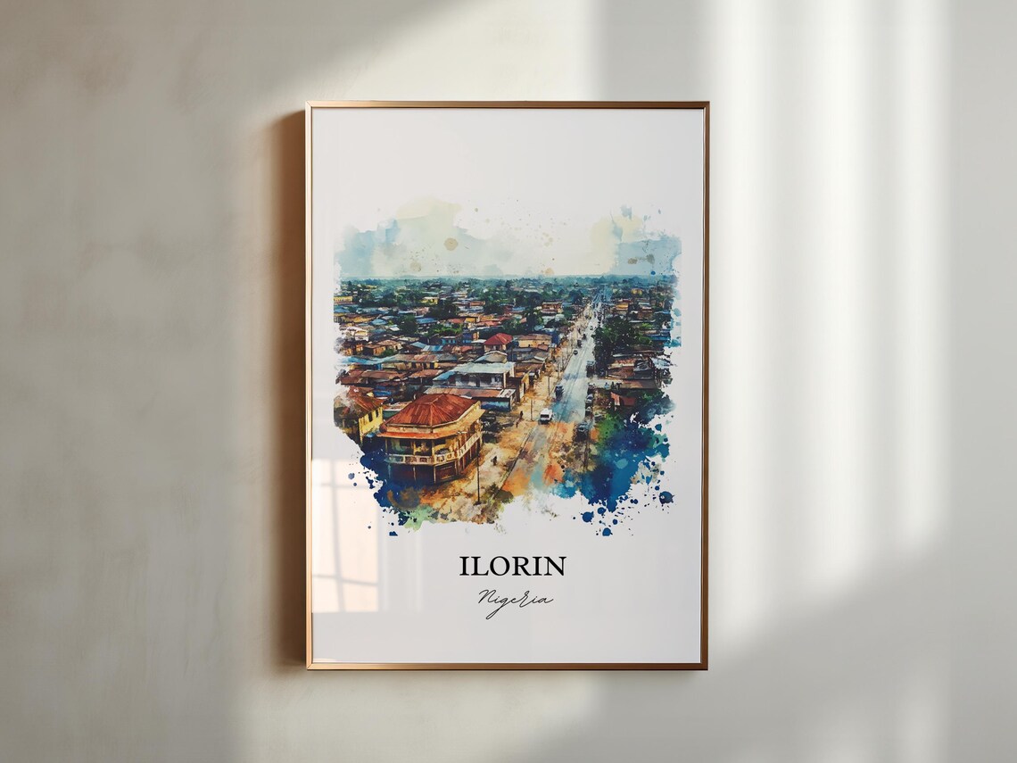 Ilorin Nigeria Watercolor Cityscape African Street Art Poster - Image 6