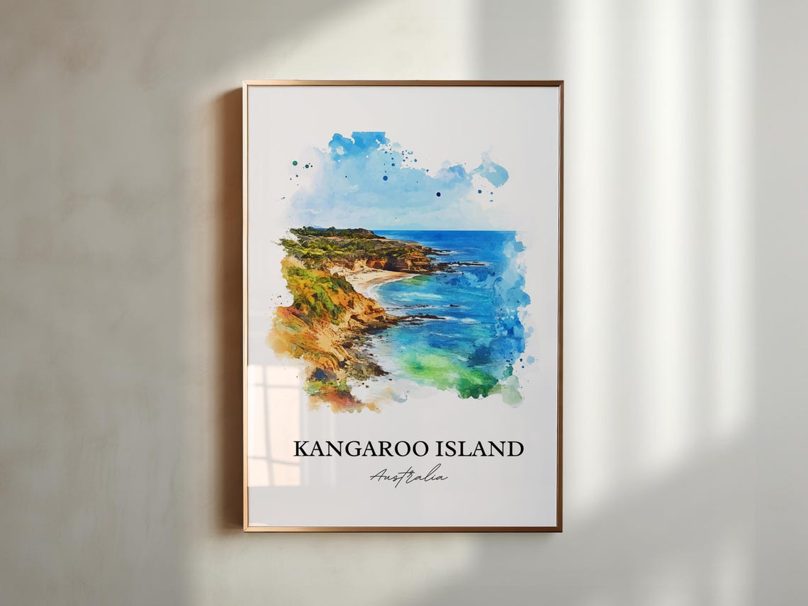 Kangaroo Island Australia Coastal Cliffs Watercolor Seascape Poster - Image 2