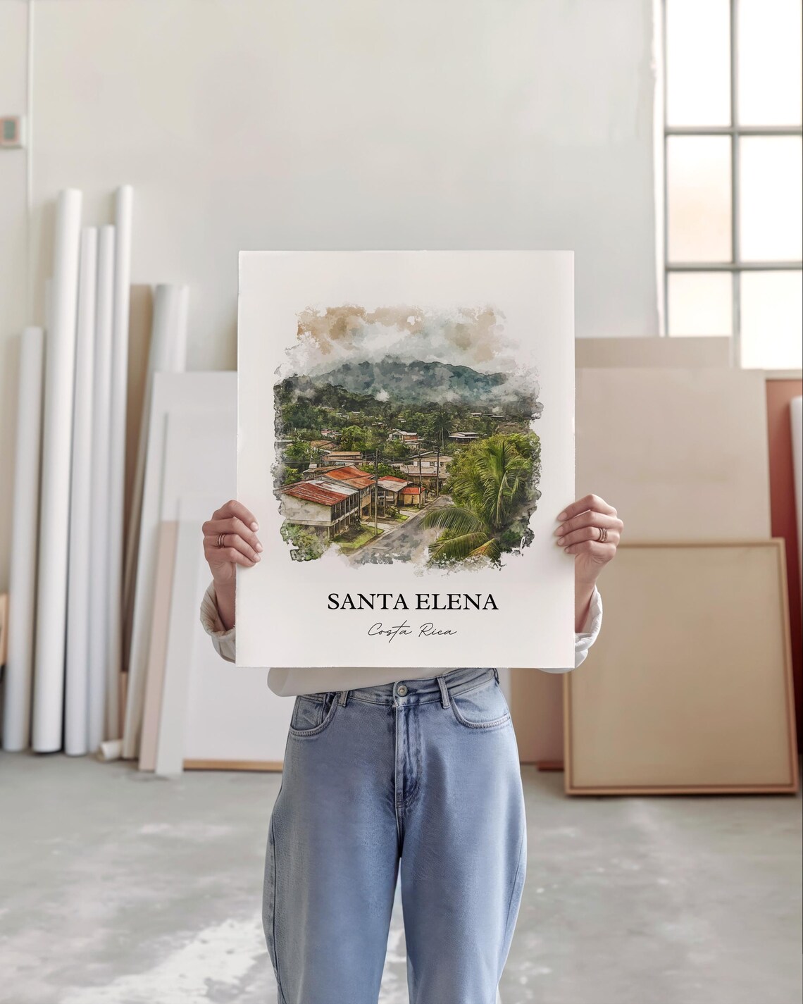 Santa Elena Costa Rica Cloud Forest Mountain Town Watercolor Poster - Image 4