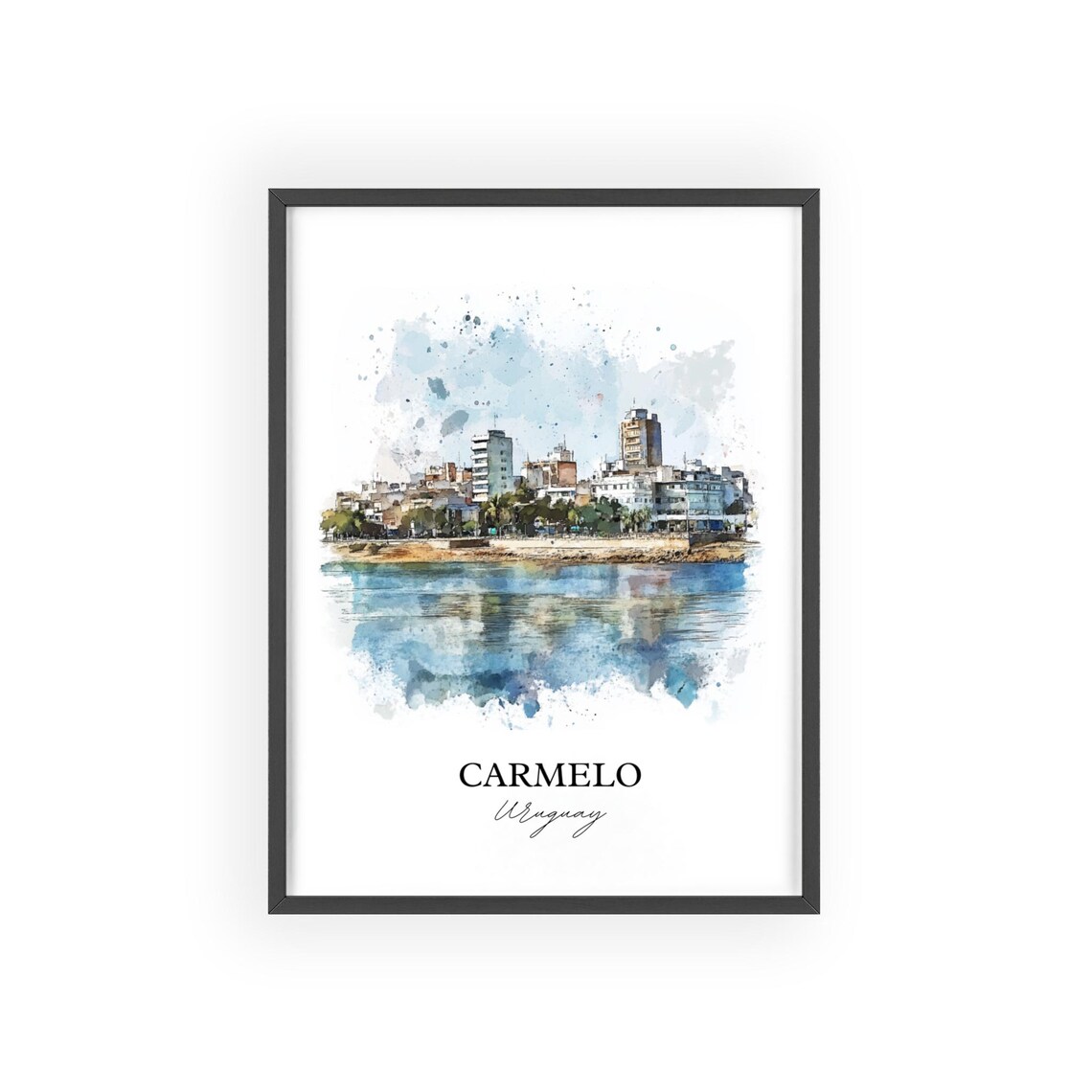 Carmelo Uruguay Watercolor Waterfront Cityscape Travel Poster - Image 2
