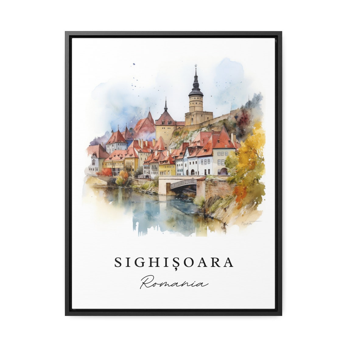 Sighisoara Traditional Travel Poster, Romania - Image 2