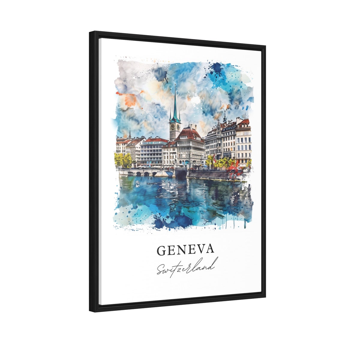 Geneva Watercolor Travel Poster, Switzerland Art Print - Image 2