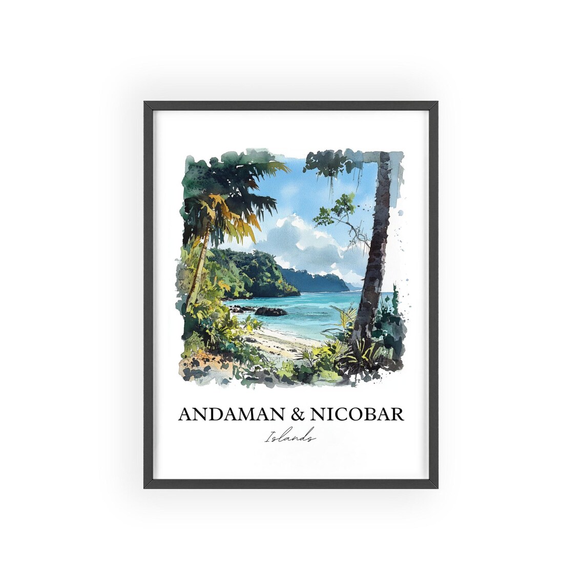 Andaman Nicobar Islands Watercolor Tropical Beach Paradise Poster - Image 2