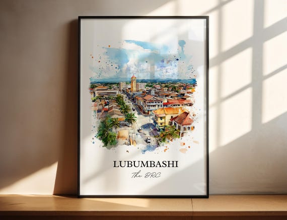 Lubumbashi Wall Art Drc Africa Print Watercolor Gift Travel Poster Housewarming