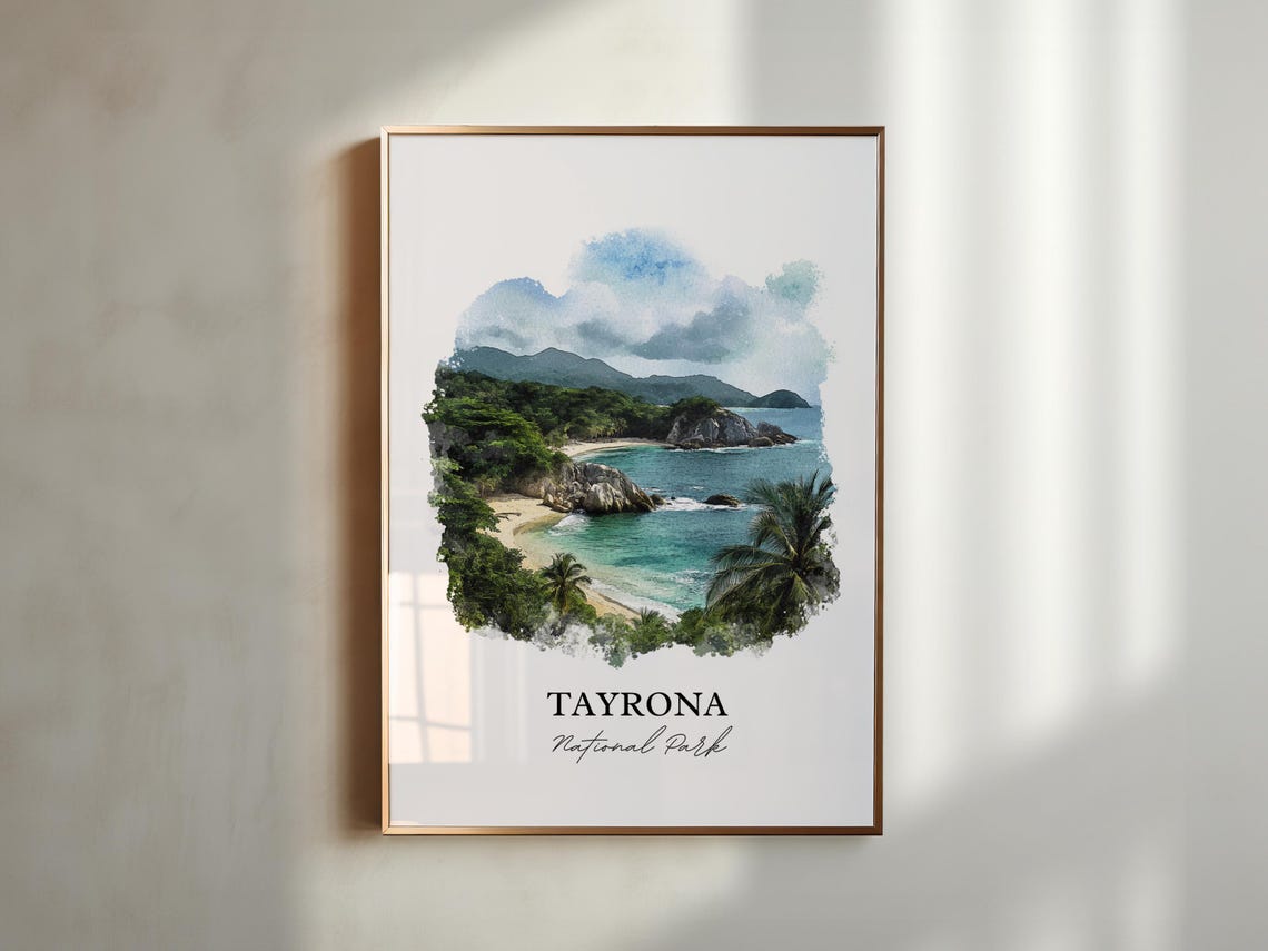 Tayrona National Park Beach Cove Turquoise Water Watercolor Poster - Image 5