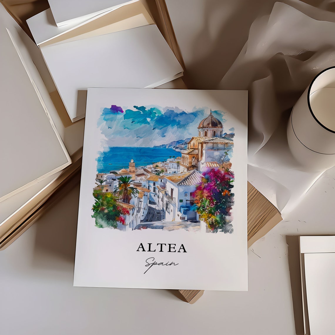 Altea Spain Travel Poster, Valencian Watercolor Print - Image 6