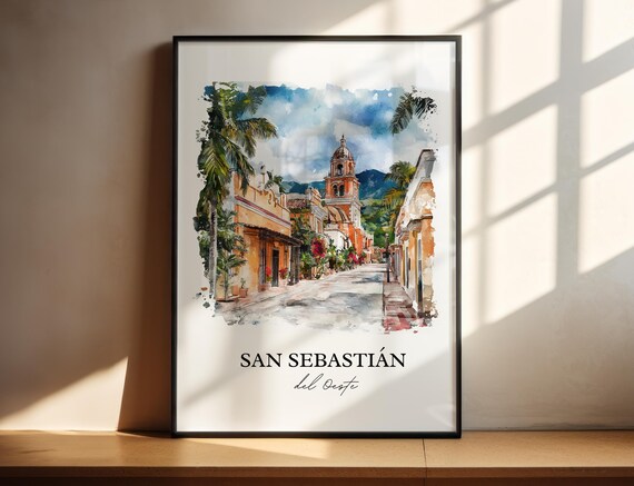 San Sebastin Del Oeste Wall Art Jalisco Print Mexico Watercolor Gift Travel Poster Housewarming