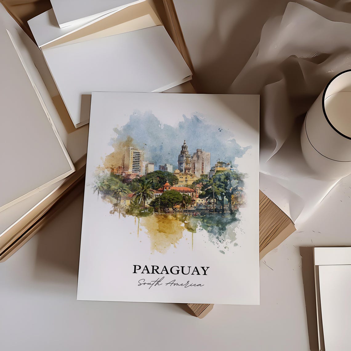 Paraguay Wall Art Print Watercolor South America Gift Travel Poster Housewarming - Image 2