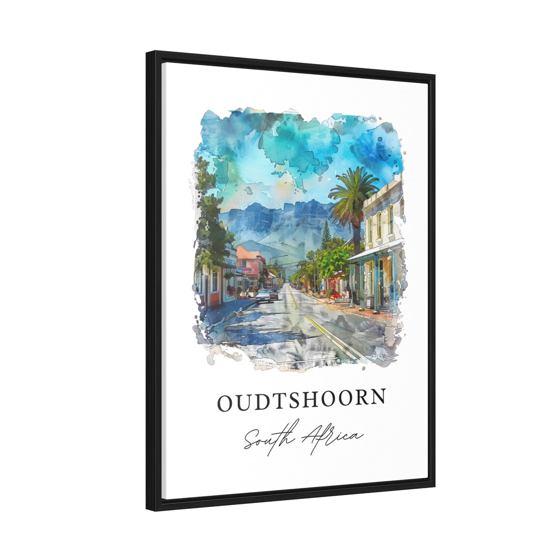 Oudtshoorn South Africa Klein Karoo Street Watercolor Art Poster - Image 2