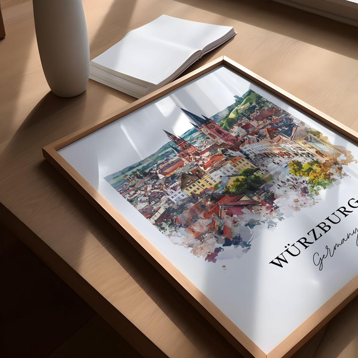 Wurzburg Bavaria Watercolor Travel Poster Art Print - Image 5