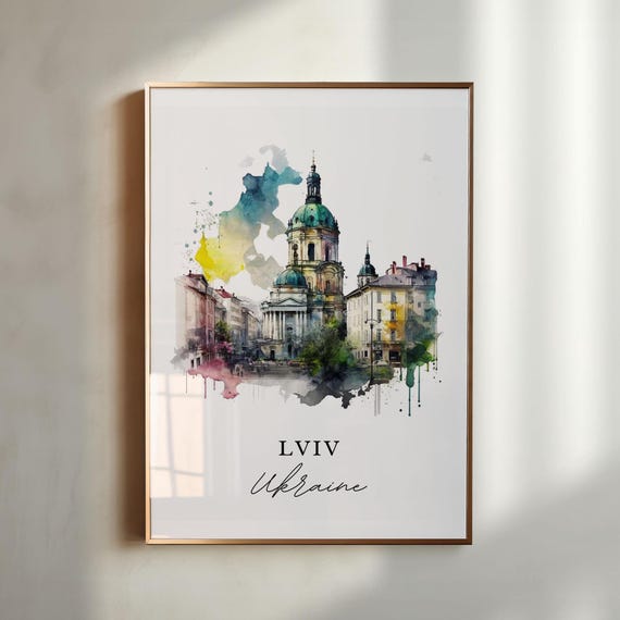 Lviv Ukraine Travel Poster, Custom Text Personalised