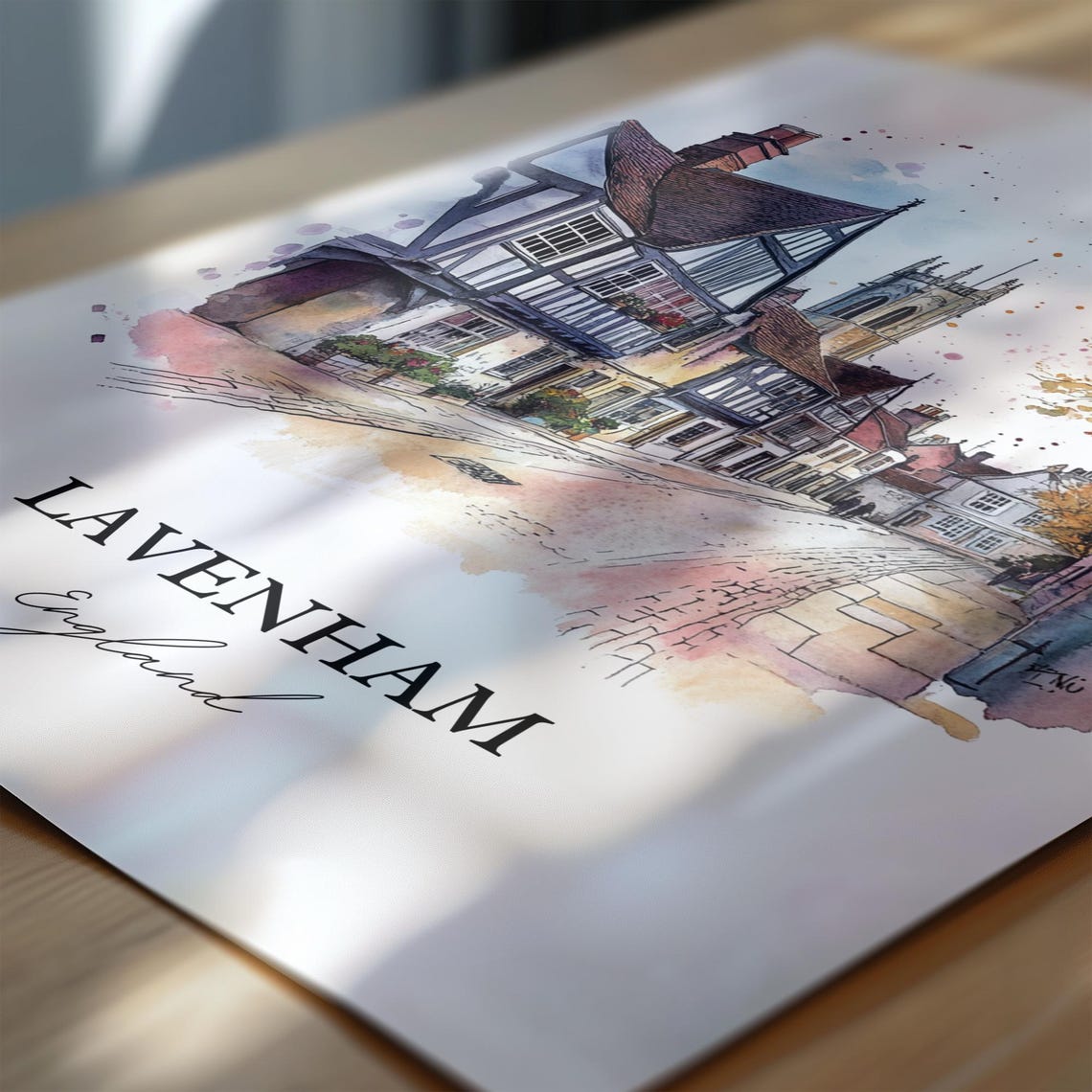 Lavenham England Tudor Half Timbered Street Watercolor Poster - Image 6