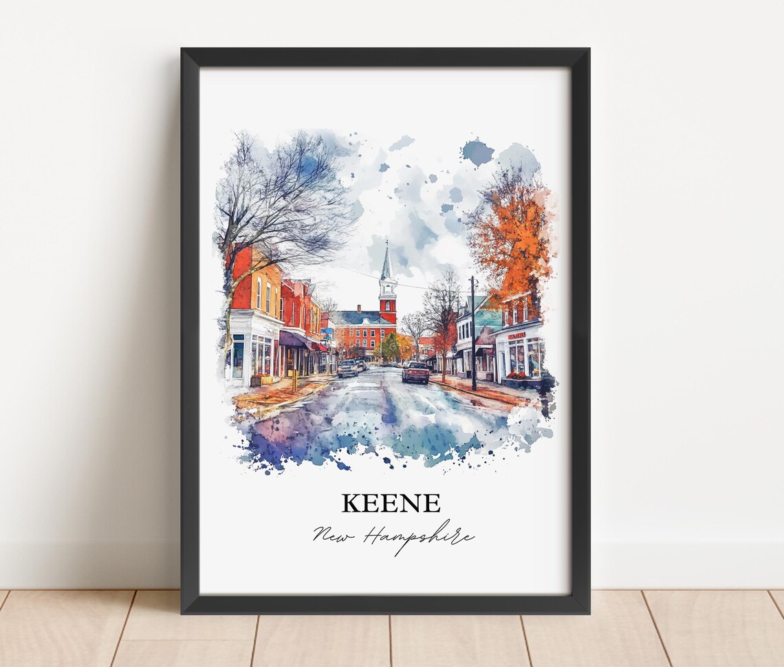 Keene New Hampshire Downtown Autumn Watercolor Travel Gift Poster - Image 3