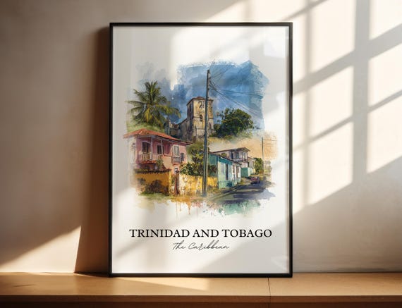 Trinidad And Tobago Art Print Caribbean Watercolor Gift Travel Poster Housewarming