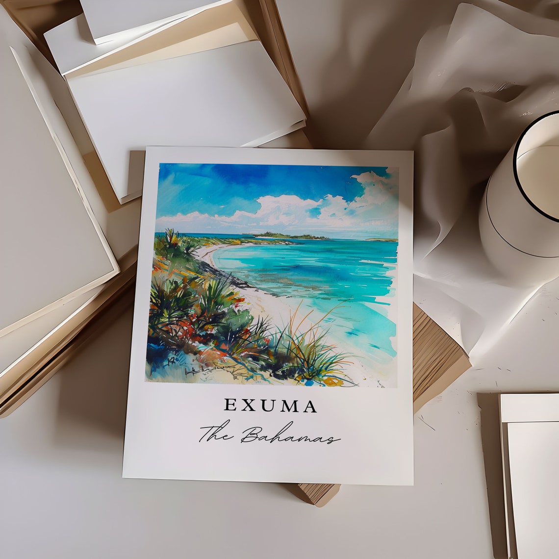 Exuma Bahamas Wall Art The Print Wedding Gift Birthday Present Custom Text Perfect - Image 6